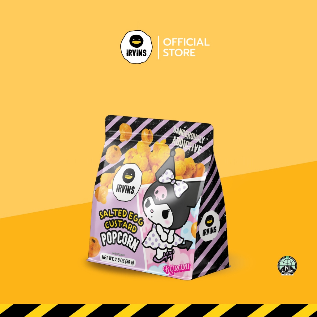 IRVINS | Kuromi ป๊อปคอร์นเคลือบคาราเมล รสไข่เค็ม (Popcorn Salted Egg) ขนาด 80 g