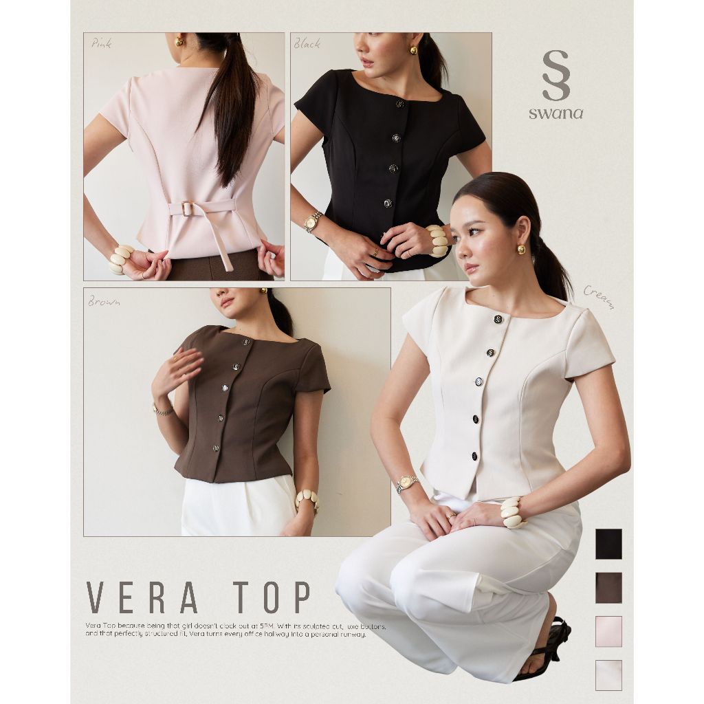 Swana.ss - Vera top XS-3XL 🧸✨💖 เสื้อแขนสั้น  กระดุมหน้า