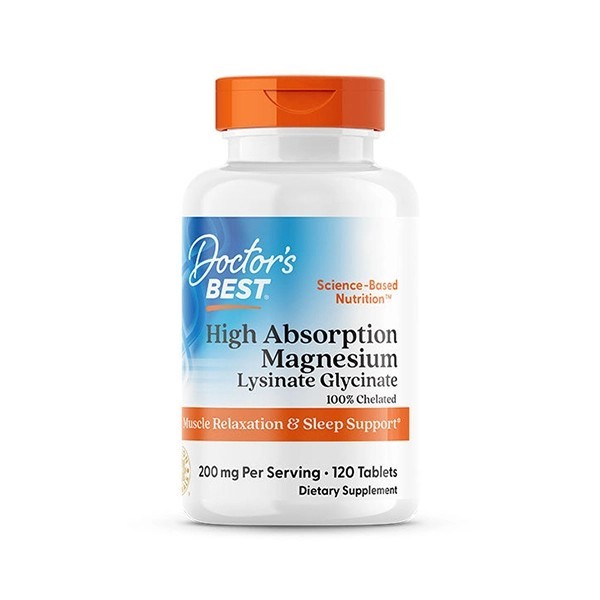 Doctor’s Best High Absorption Magnesium Glycinate Lysinate 200 Mg Per Serving - 120 Tablets