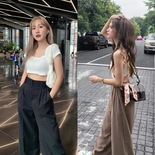 playwork.store | 150cm comfy กางเกงขายาว กระบอกใหญ่ ยางยืดหลัง ผ้าลื่นพริ้วทิ้งตัว ไม่รัดสะโพก-ต้นขา (004-comfy)