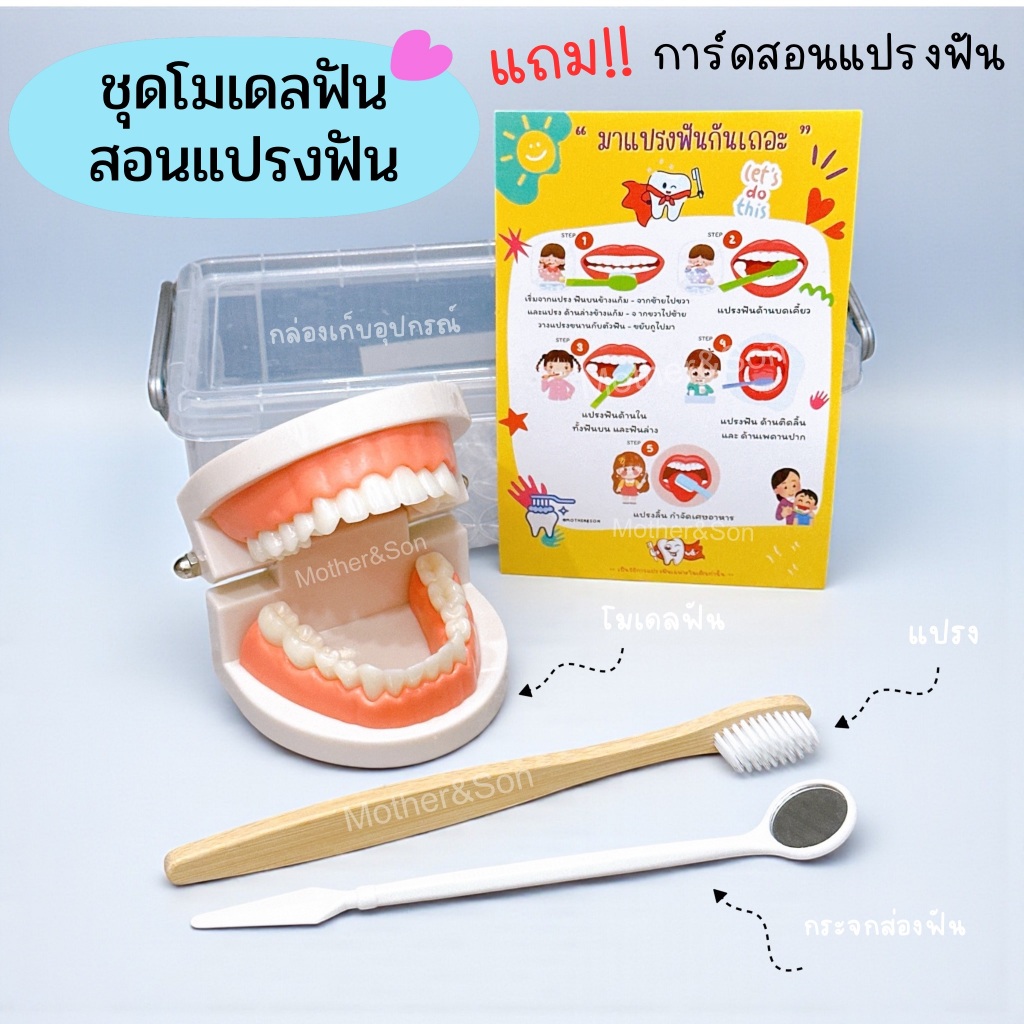 ชุดสอนแปรงฟันโมเดลฟันจำลอง โมเดลฟัน เซ็ต 5 ชิ้น พร้อมกล่อง  & ของเล่นเตียงเด็กทำฟัน