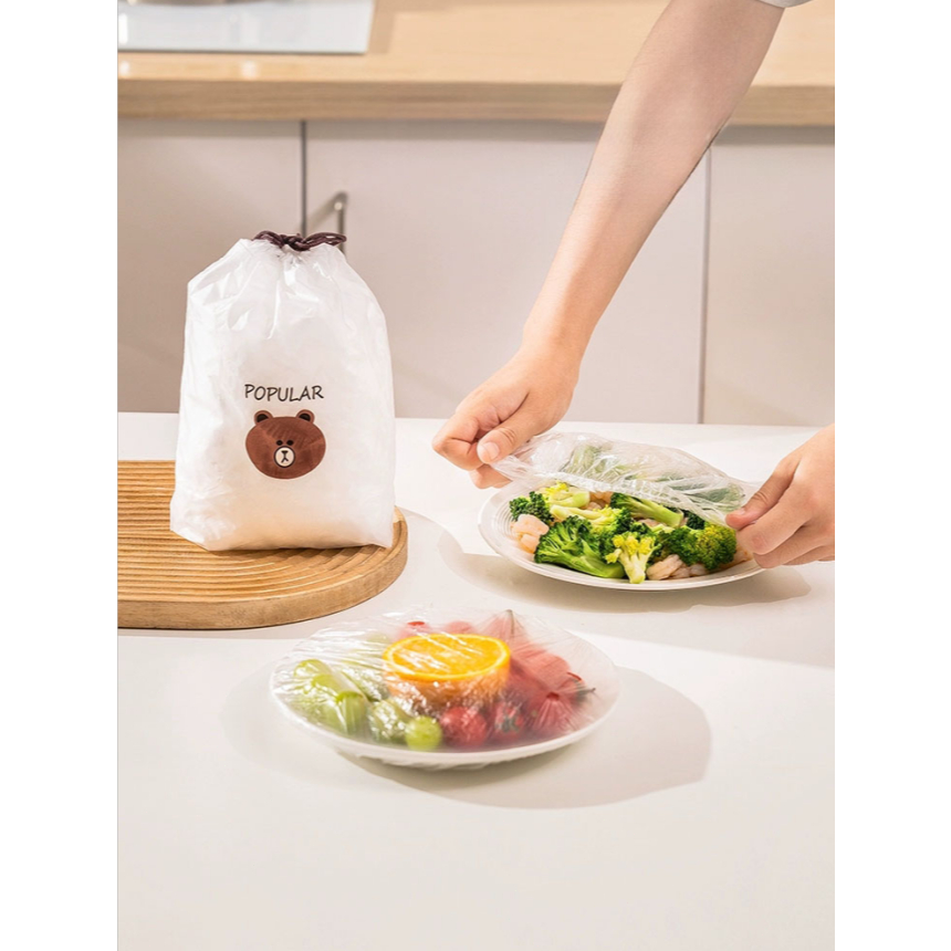 100 ชิ้นเกรดอาหารทิ้งพลาสติกห่อ PE Fresh Keeping ฟิล์ม Universal กันฝุ่นห่อทิ้งถุงเก็บสด