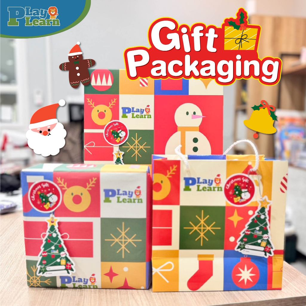 Play Plearn Kid Christmas & Happy New year Gift Wrapping Set 🎁✨ ถุงกระดาษ กระดาษห่อของขวัญ แฟ้มกระดาษใส่ของขวัญคริสต์มาส