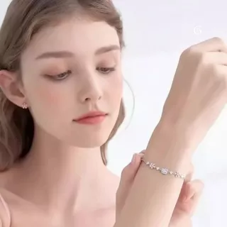 GLAMOR✨กำไลข้อมือเงินแท้ Hanami Kitty สร้อยข้อมือคิตตี้ลายดอกซากุระ กำไลผู้หญิงสไตล์เกาหลี เงิน925