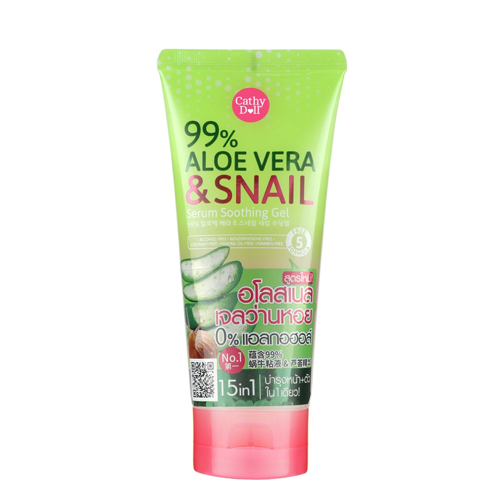 Cathy Doll ไนน์ตี้ไนน์เปอร์เซ็นต์อโลเวร่าแอนด์สเนลเซรั่มซูทติ้งเจล99% Aloe Snail Serum