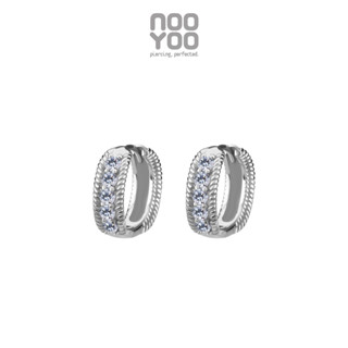 NooYoo ต่างหูสำหรับผิวแพ้ง่าย Gleaming Crystal Hoops Surgica…