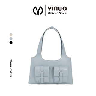 YINUO Baguette Bag กระเป๋าสะพายไหล่ดีไซน์เกาหลี เรียบหรู มีช…