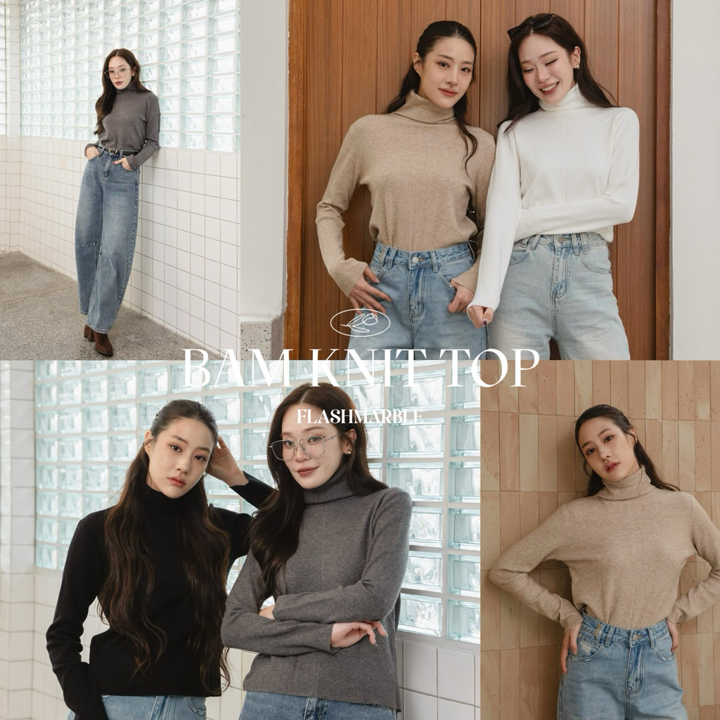 FLASHMARBLE - BAM KNIT TOP เสื้อไหมพรม คอเต่า