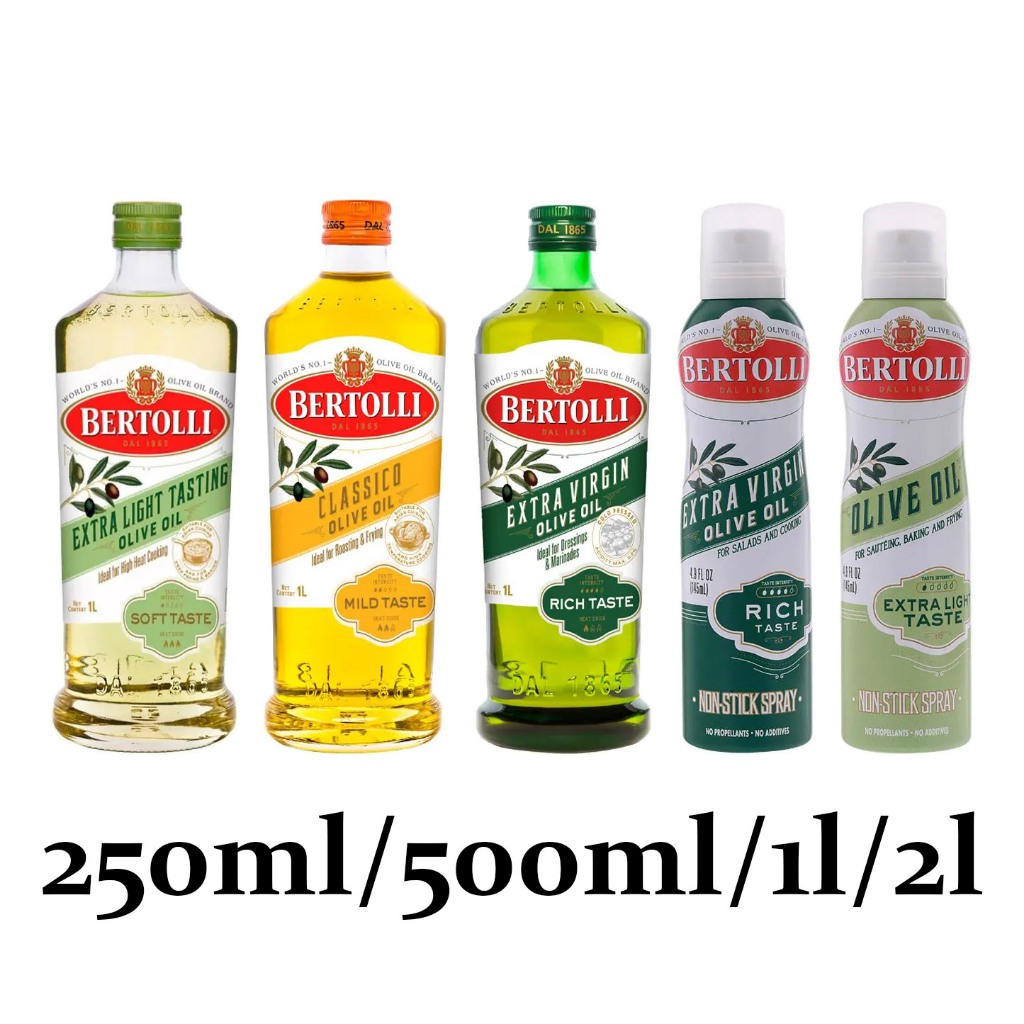 Bertolli Olive Oil 250ml/500ml/1L/2L Extra Virgin/Classico/Extra Light สเปรย์/ขวดแก้ว น้ำมันมะกอก เบอร์ทอลลี่ นำเข้า