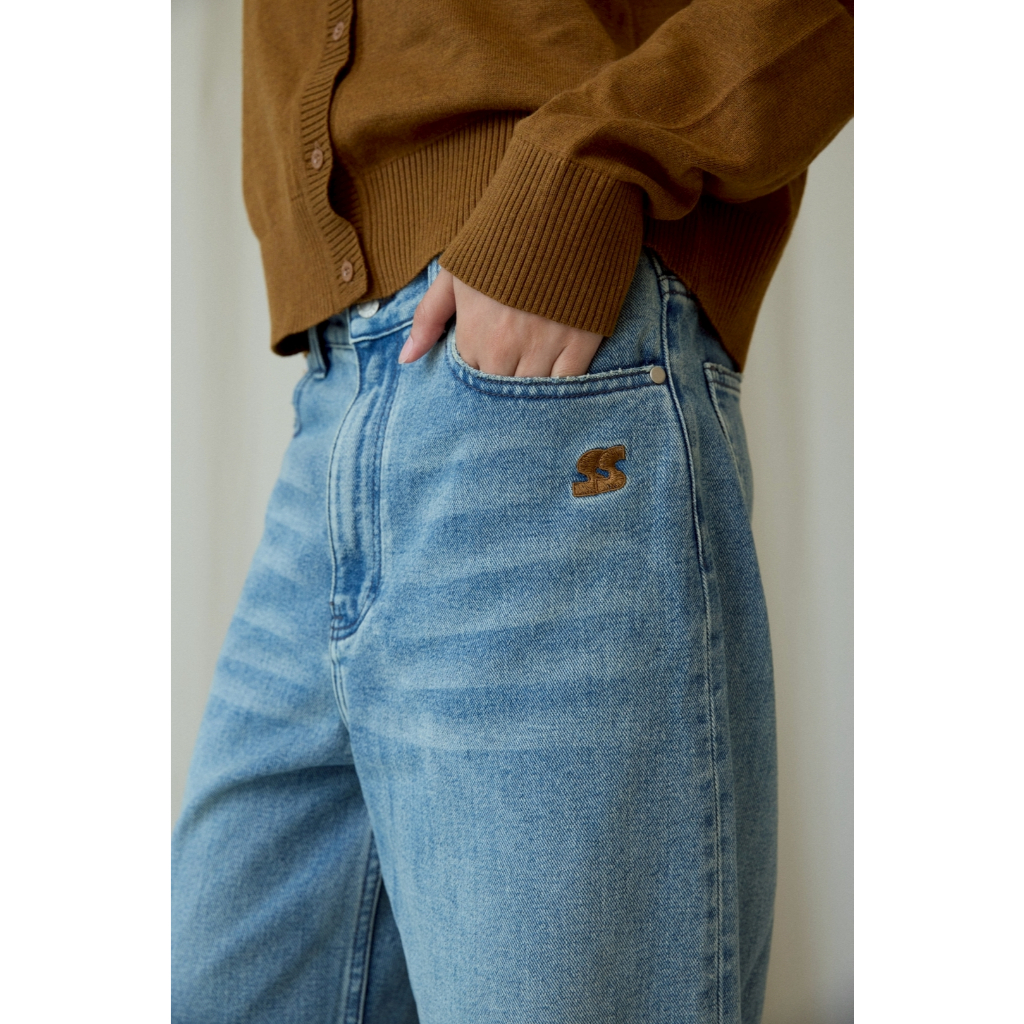 (พร้อมส่ง) SS Baggy Jeans - กางเกงยีนส์ทรงแบคกี้ ปัก SS