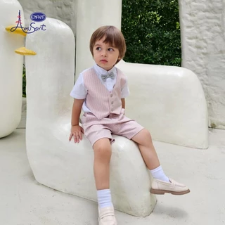 Amusant by Enfant ชุดออกงาน ชุดเซ็ต ชุดสูทเด็กผู้ชายสีชมพูพาสเทลสำหรับ 6 เดือน - 8 ขวบ EH1N21