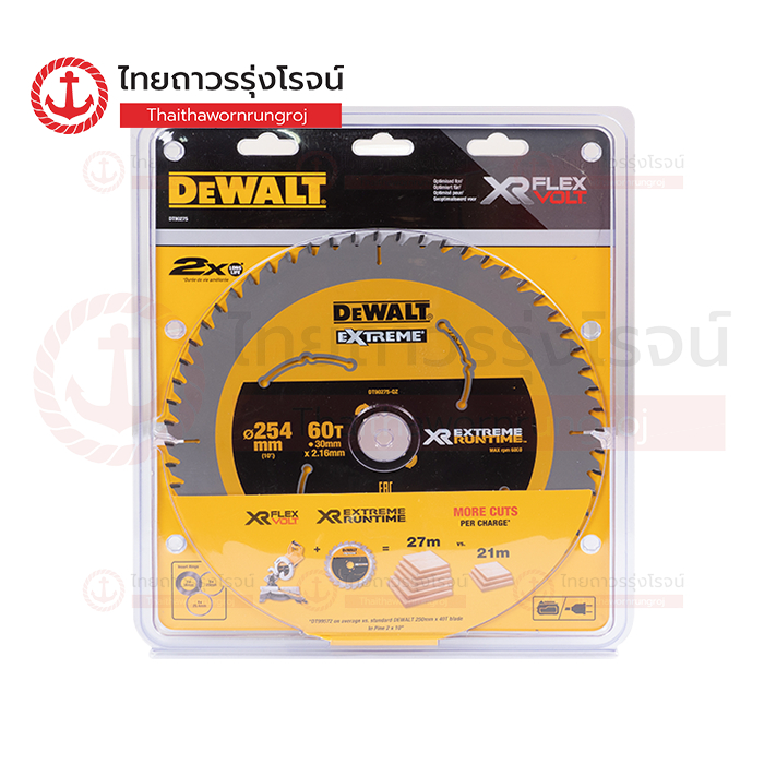 DEWALT DT90275-QZ ใบเลื่อยวงเดือนตัดไม้ Extreme 254mm 60ฟัน รุ่น DT90275-QZ |ชิ้น| TTR Store
