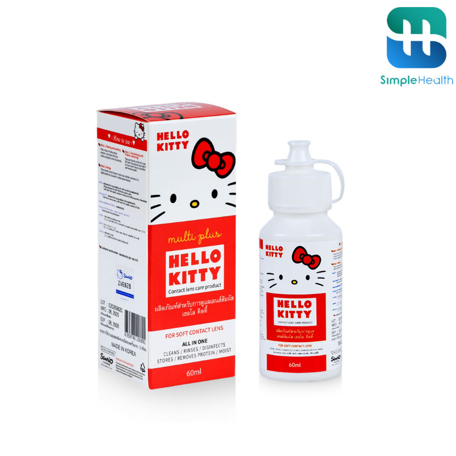 Simple Health น้ำยาทำความสะอาดคอนแทค ยาล้างคอนแทคเลนส์ Contact lens solution เติมความชุ่มชื้น ลายคิตตี้ พกพาง่าย