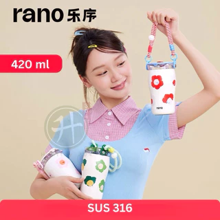 🥤 RANO แก้วสแตนเลส 316 เคลือบเซรามิก ขนาด 420 ml เก็บความร้อน-เย็นได้ยาวนาน ด้วยระบบสูญญากาศ 2 ชั้น