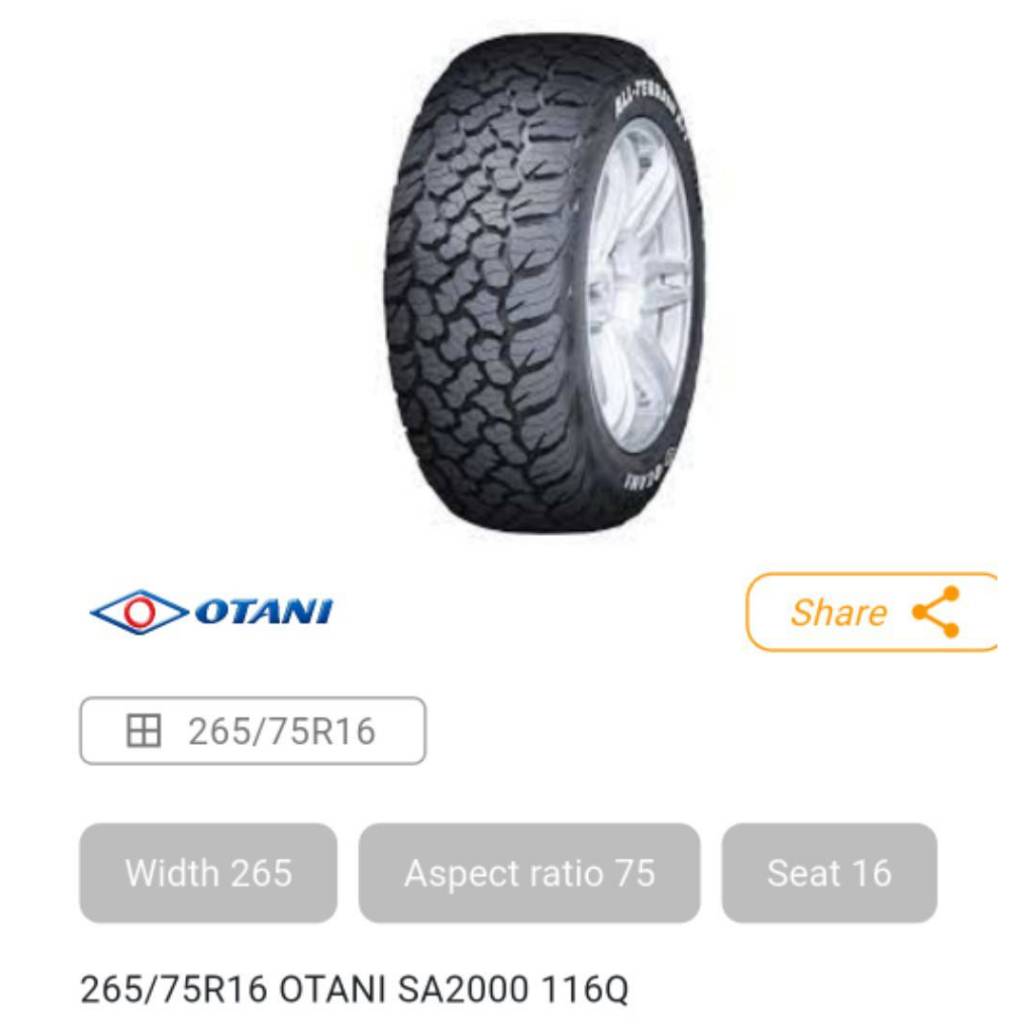 ยางรถยนต์ OTANI owl 265/75/16 sa2000 ยางใหม่ 1 เส้น