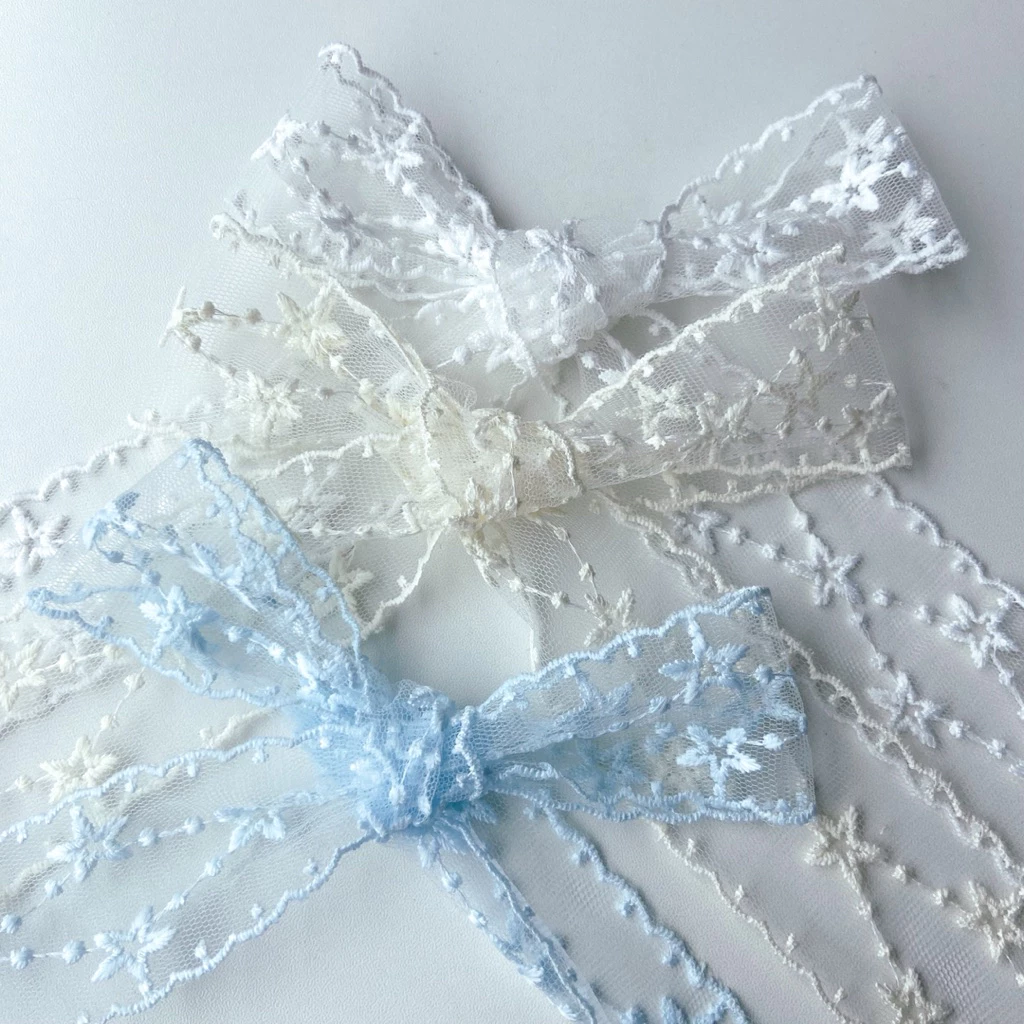 ♡ พร้อมส่ง | (1 หลา) Lace Ribbon โบว์ ริบบิ้น ลูกไม้ ดาว ขนาด 40 mm / 4.0 cm