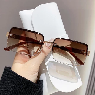 ใหม่ Frameless ตัดขอบแว่นกันแดดพรีเมี่ยมความรู้สึกป้องกันรังสียูวีแว่นตากันแดด Unisex วินเทจเทรนด์