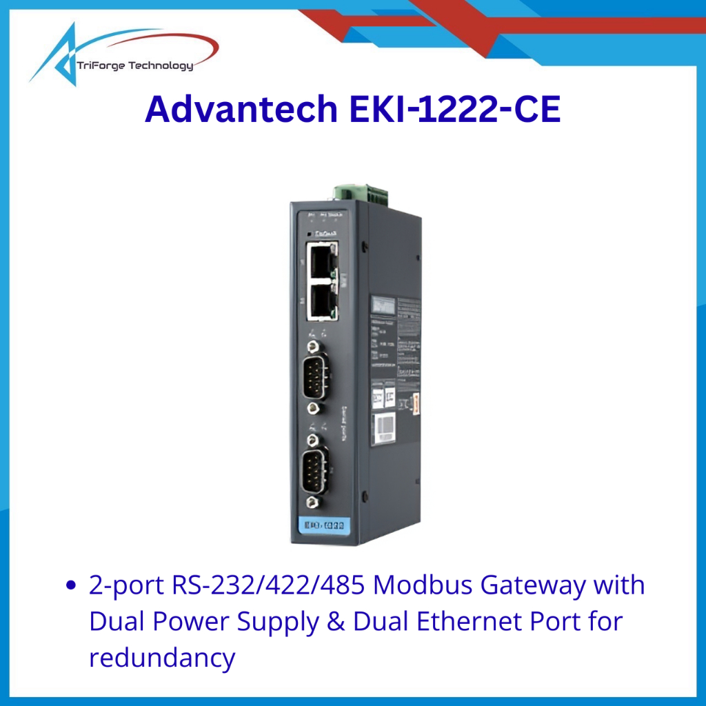 Advantech EKI-1222-CE 2-port RS-232/422/485 Modbus Gateway
