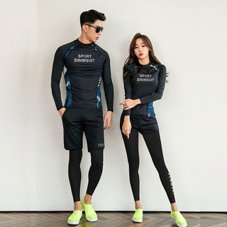 ชุดว่ายน้ำแขนยาว ชุดดำน้ำ คู่รัก ผู้ชายและผู้หญิง กันUV ชุดว่ายน้ำ