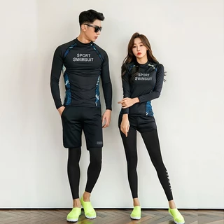 ชุดว่ายน้ำแขนยาว ชุดดำน้ำ คู่รัก ผู้ชายและผู้หญิง กันUV ชุดว่ายน้ำ
