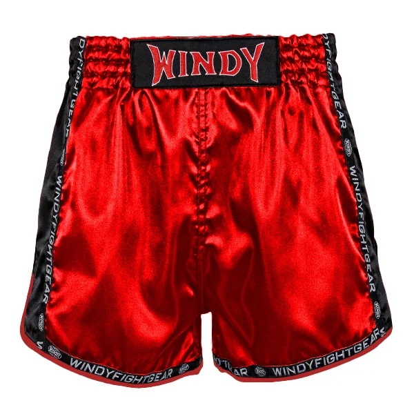 Windy Boxing Store 🥊 กางเกงมวยไทย Windy รุ่นไฮบริด สีแดง ดำ WSH-BR