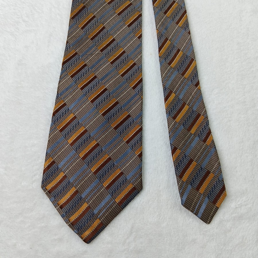 เนคไท ผ้าไหม IM Product Issey Miyake Tie Brown Geometric 100% Silk Made in Japan