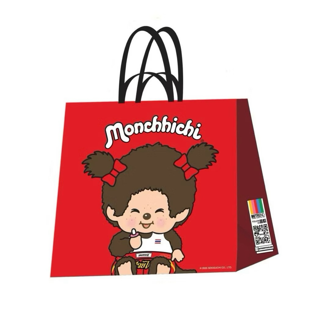 พร้อมส่ง🌟ถุง Monchhichi🌟Shopping Bag ลายมวยไทย ใบใหญ่จุของได้เยอะมาก มีทั้งสายสั้นและยาว