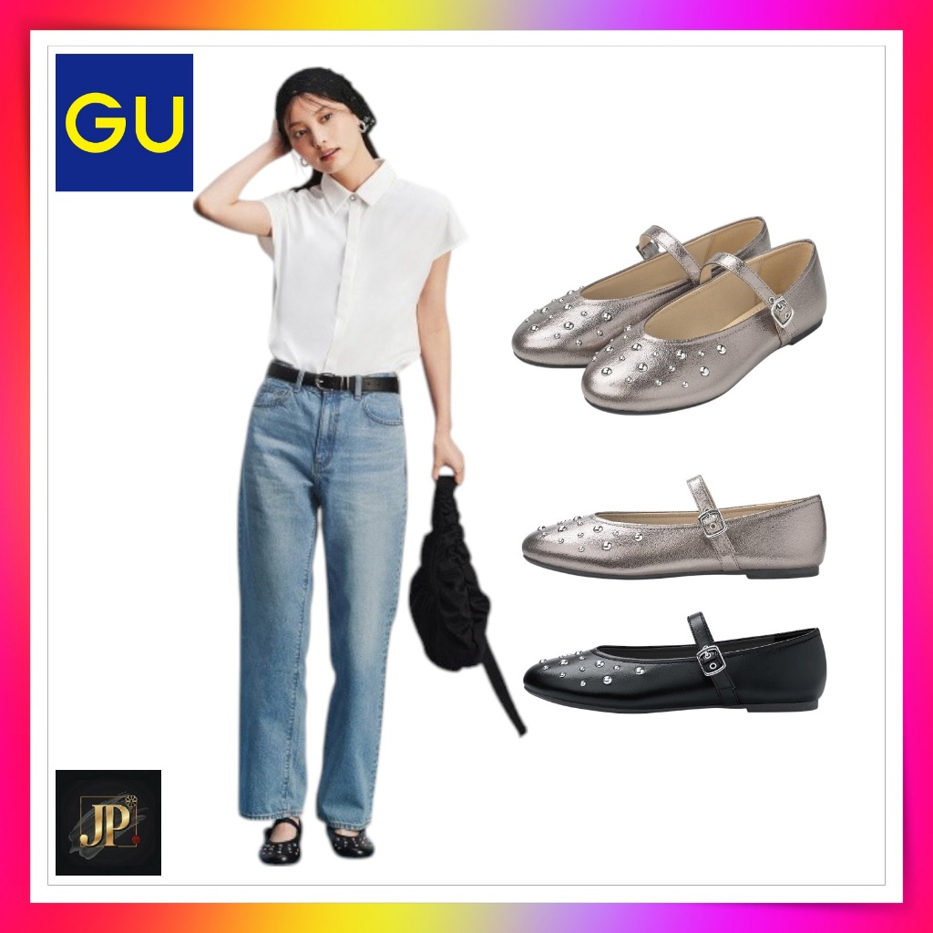 GU รองเท้าสไตล์แมรี่เจนแบบมีหมุด +E【GU Studs Mary Jane Shoes +E】