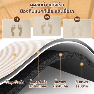 พรมเช็ดเท้า พรมเช็คเท้าห้องครัว 40*60cm/50*80cm ทำจากวัสดุโคลนไดอะตอม กันลื่น ซึมซับน้ำดี