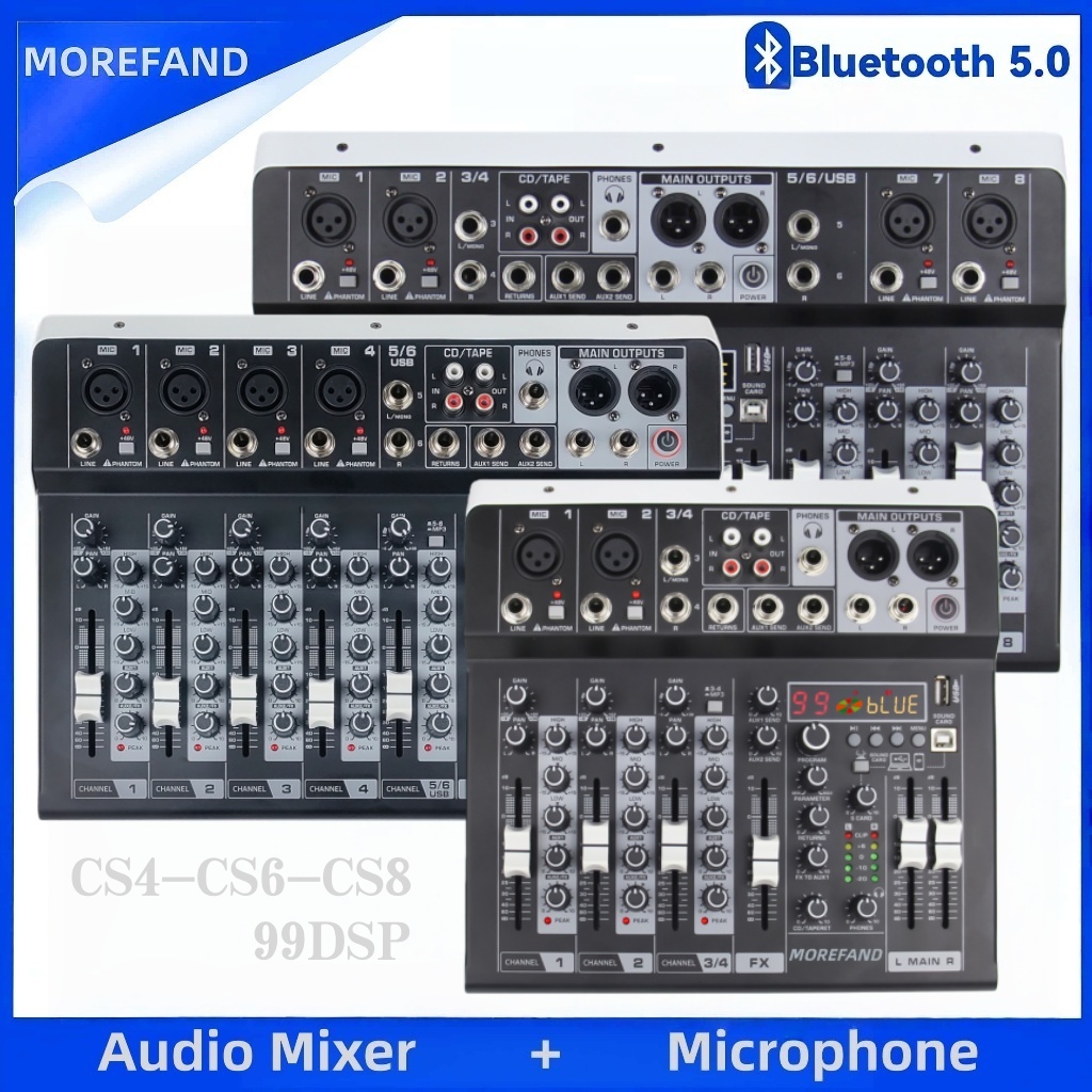 CS4/6/8 - 99/256DSP Audio mixer มิกเซอร์ 3EQ การแสดงบนเวทีครอบครัว KTV audio interface บันทึกการถ่าย