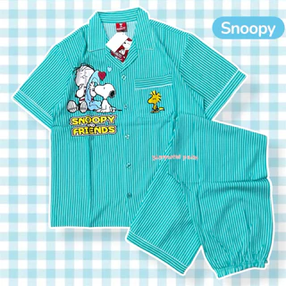 ชุดนอน ผ้าไหมอิตาลี่ริ้ว Snoopy (รอบอก44 นิ้ว)ลิขสิทธิ์แท้