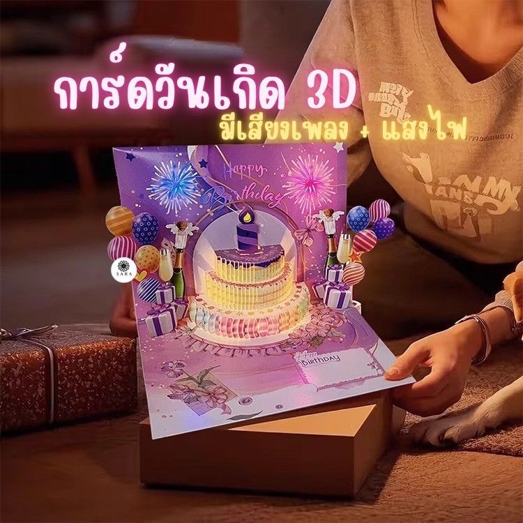การ์ดวันเกิดเป่าขอพรได้ แสงไฟ และ เสียงเพลง มีตัวเลข