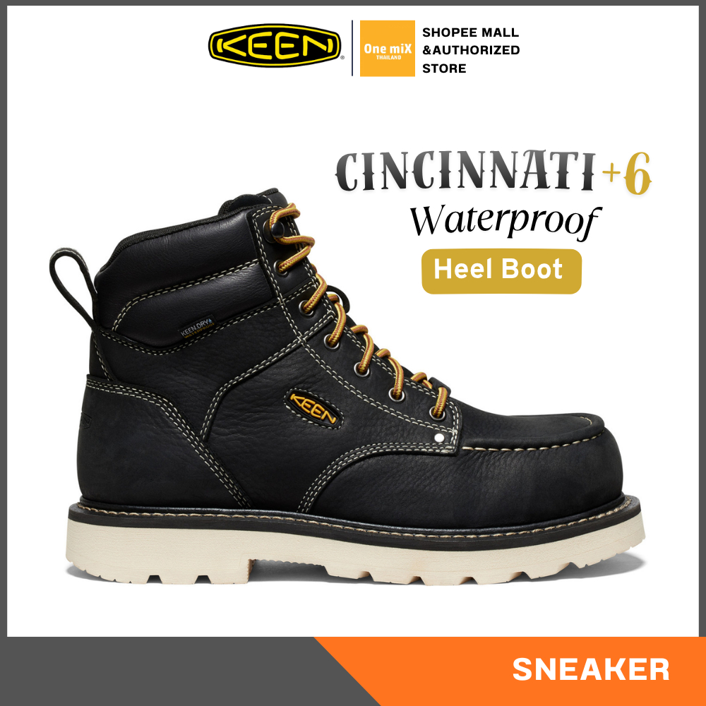 KEEN Men's CINCINNATI 90 DEGREE 6" WP (Carbon Toe) (BLACK/SANDS) รองเท้าเซฟตี้ ทำงาน บู้ททำงาน คุณภา