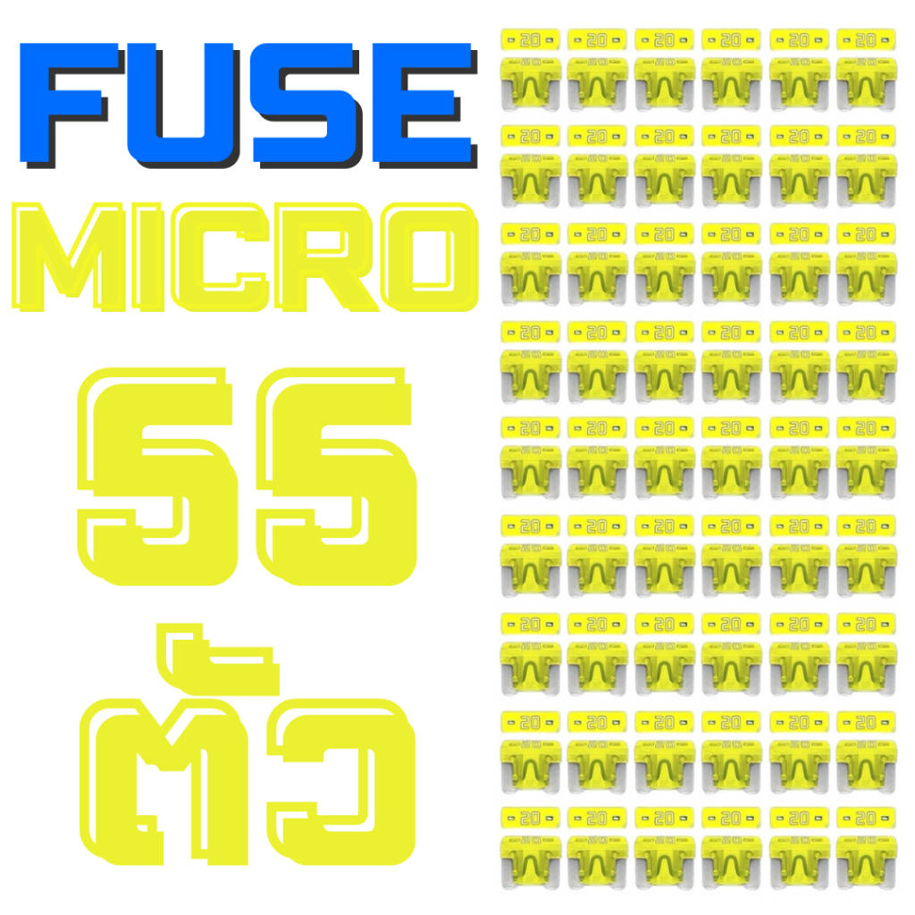 ฟิวส์ 20A MICRO FUSE 55 Piece Automotive Car Fuse Pack (Set of 54 Micro 20A Blade Fuses + Fuse Pulle