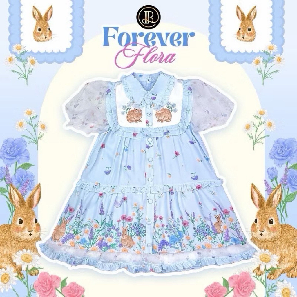 XL(ส่งต่อ) | BLT Brand มินิเดรสชีฟองสีฟ้าแขนสั้น