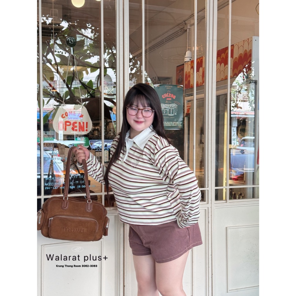 1508 เสื้อคอปกแขนยาวสุดชิค ใส่ได้ทุกวันแมตช์ง่ายสุดๆ”🌈 พลัสไซส์ - รูปที่ 2