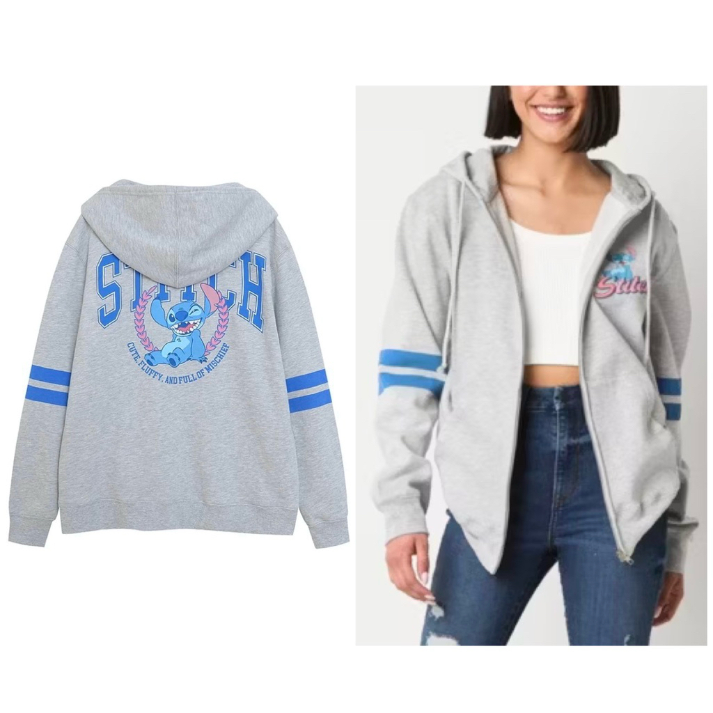 Stitch hoodie เสื้อฮู้ด สติช  งานแท้ 🧊DISNEY แท้ 💯% (TS666)) แนวเสื้อเบสบอล