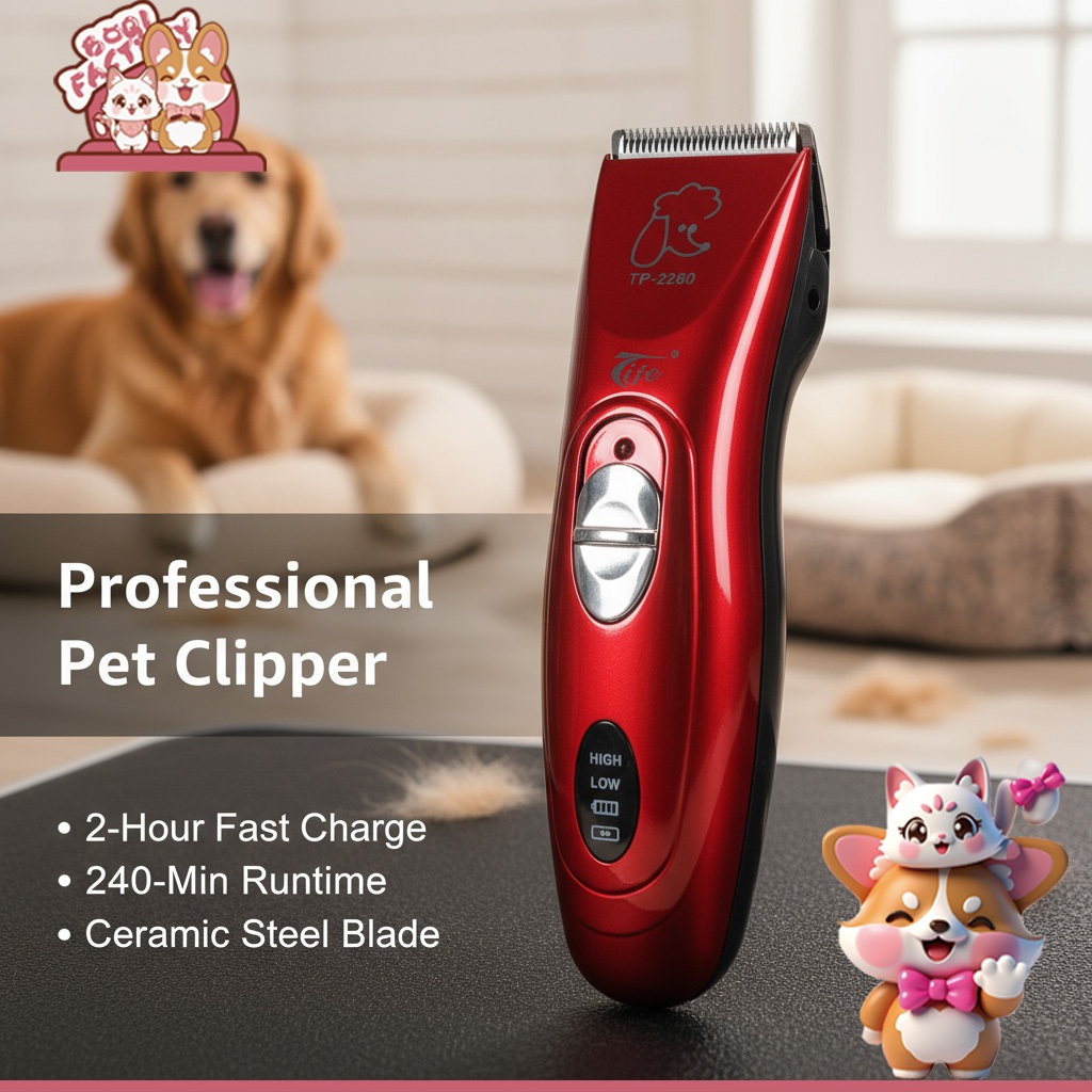 Boqi factory แบตตาเลียนตัคขนสุนัขTife รุ่น TP2280เเบบไร้สาย สำหรับตัดขนน้องหมาแมวให้ได้ทรงสวย ตัดขนสุนัขที่บ้านด้วบแบตตา