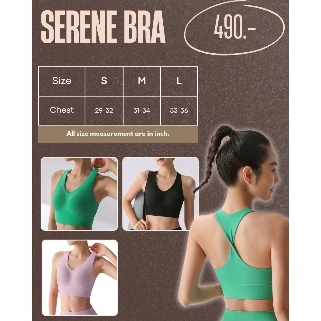 VF-Serene Bra: Sportbra (สปอร์ตบรา) บรา ชุดออกกำลังกาย โยคะ พิลาทิส ทรงเสื้อกล้าม เกลียวด้านหลัง ใส่สวย กระชับ - รูปที่ 5