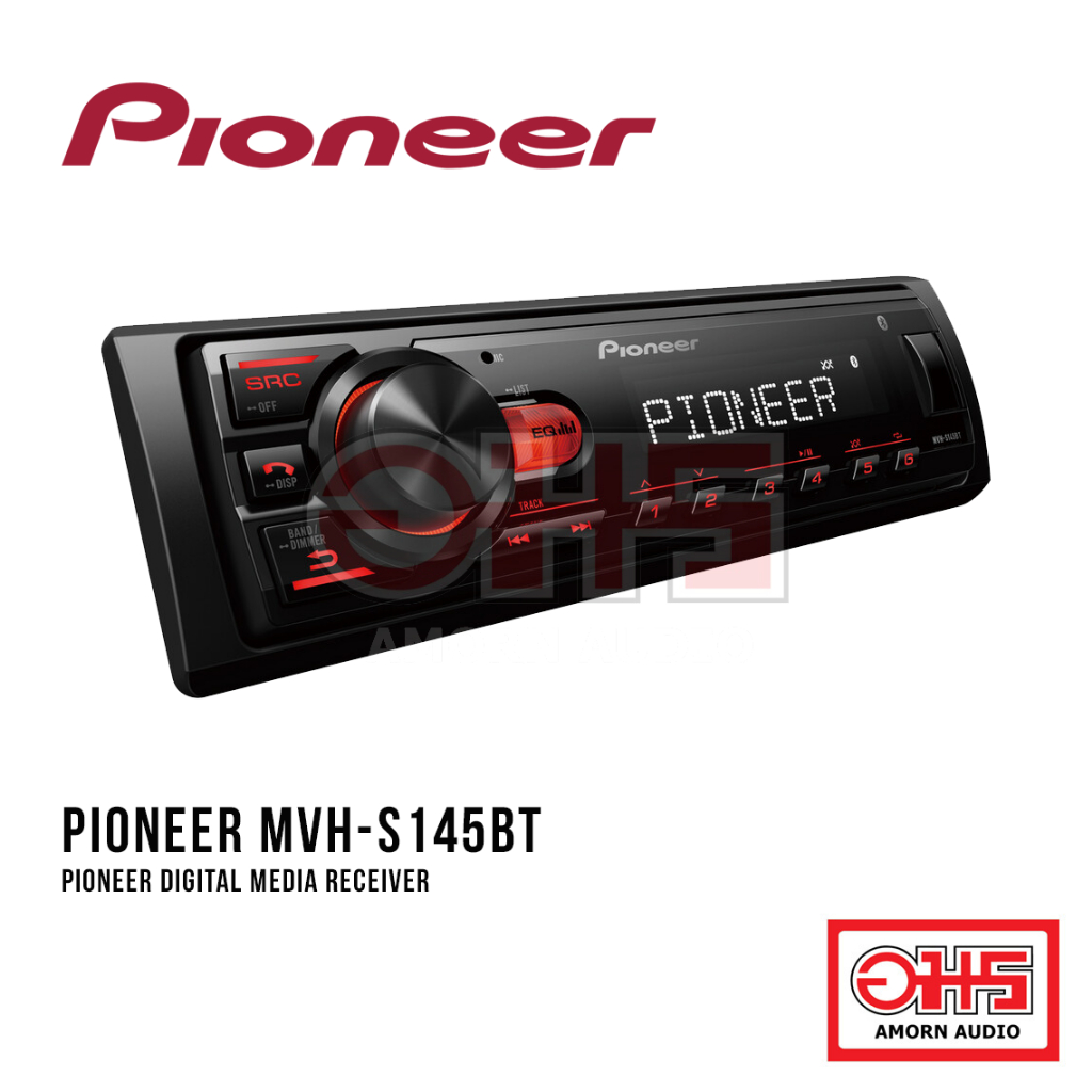 เครื่องเสียงรถยนต์ Pioneer MVH-S145BT เครื่องเสียงรถยนต์ Pioneer เครื่องรับสัญญาณสื่อดิจิทัล 1 DIN