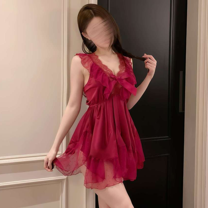 ชุดนอน ชุดนอนเซ็กซี่ คอวี แขนกุด ลายจุด bow ชีฟอง ผ้านิ่ม ฟรีไซส์ ผ้าใส่สบาย ส่งไวจากไทย - รูปที่ 6