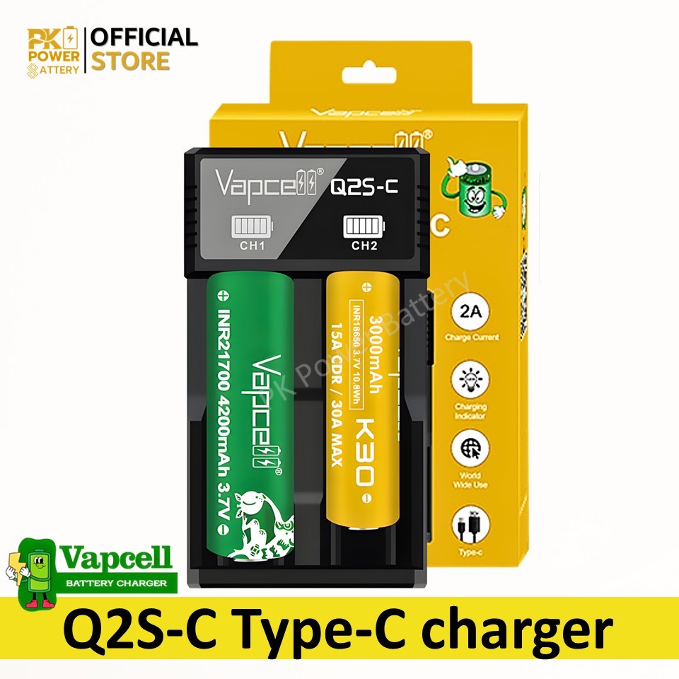 Vapcell เครื่องชาร์จ Q2S-C สายชาร์จ Type-C