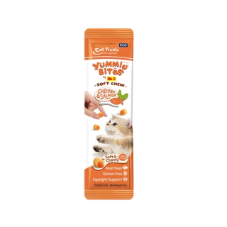 Me-O Yummie Bites มีโอ ขนมแมวนุ่มหนึบ สอดไส้ครีม ขนาด 10g x 3 จำนวน 1ถุง