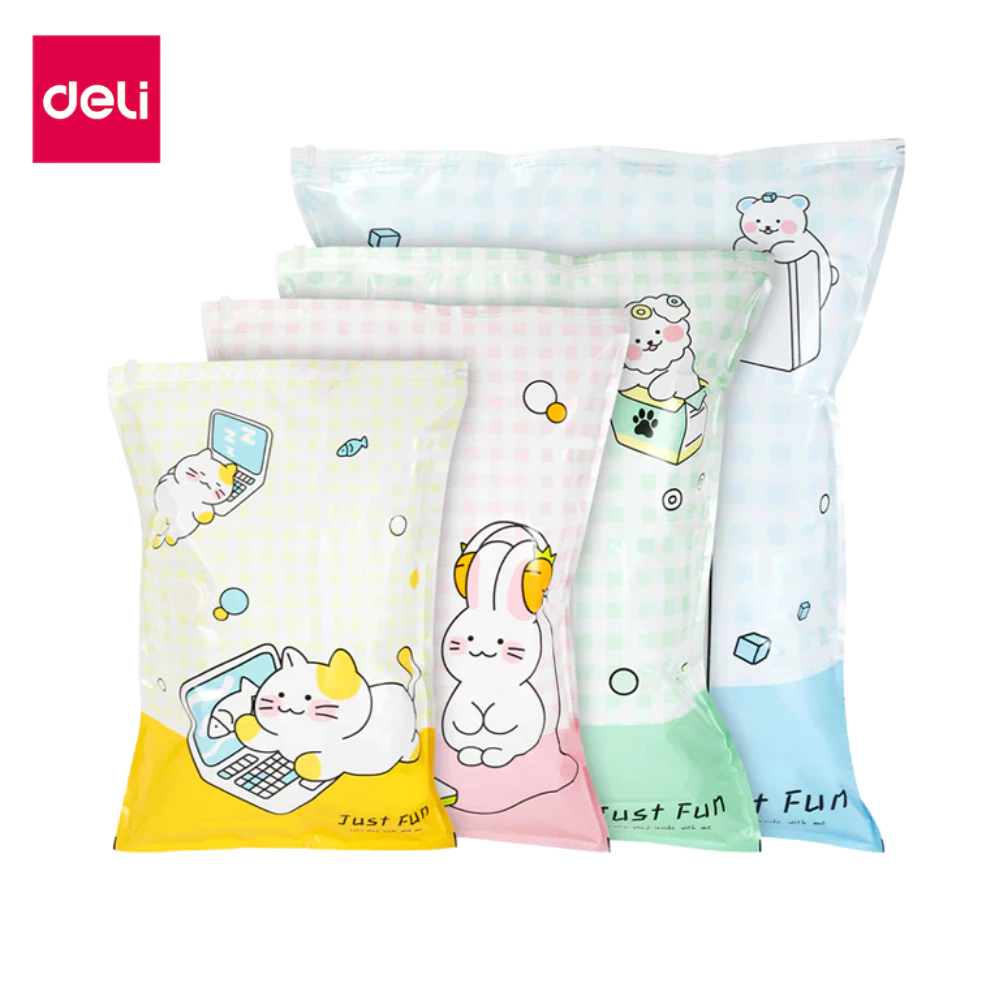 Deli ถุงสุญญากาศ ถุงเก็บผ้า มีวาล์ว ไม่ใช้ปั๊มลม เก็บเสื้อผ้า ประหยัดพื้นที่ Storage Vacuum Bag