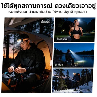 ไฟคาดหัว 500LM เซ็นเซอร์โบกมือ หลอด CREE XTE ชาร์จ Type-C กันน้ำ แบต 1800mAh ใช้งานได้ทุกกิจกรรม