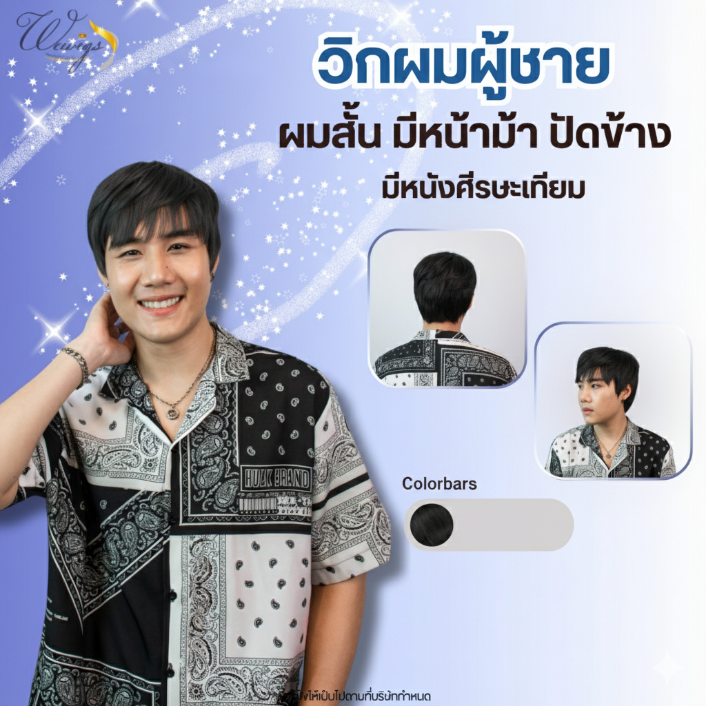 [จัดส่งด่วนในกทม.]  วิกผมทำคอนเทนท์ราคาถูกที่สุด วิกผมผู้ชายทรงสั้น หน้าม้าปัดข้าง หนังศีรสระเทียม  