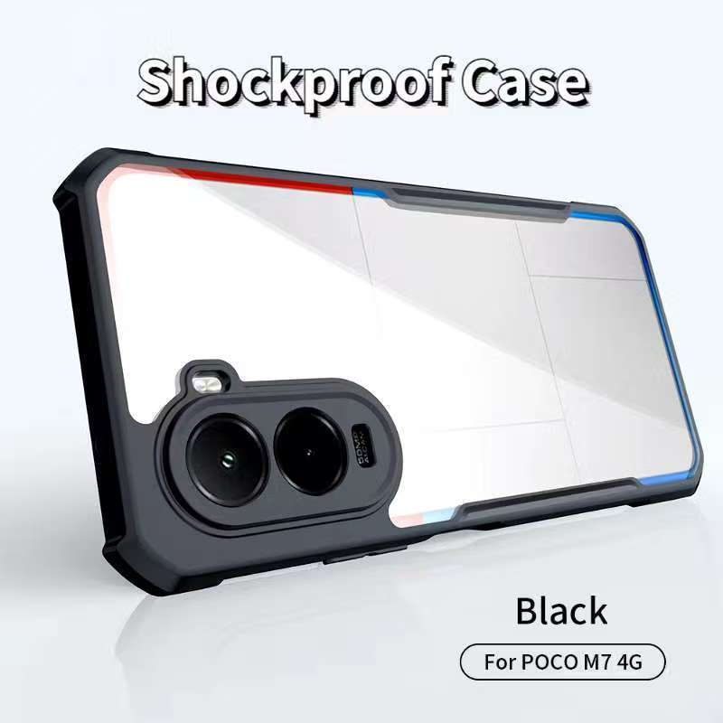 Xiaomi POCO M7 Plus 5G/Poco m7ตรงรุ่น(ส่งในไทย)เคสกันกระแทกขอบสีหลังใสXiaomi Poco M7 4G/Poco M7 Plus