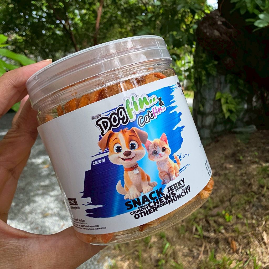 [สินค้าสั่งผลิต] Dogfin ขนมฟรีซดราย (Freeze Dried) แบบกระปุกกลม สำหรับสุนัขและแมวทุกสายพันธุ์