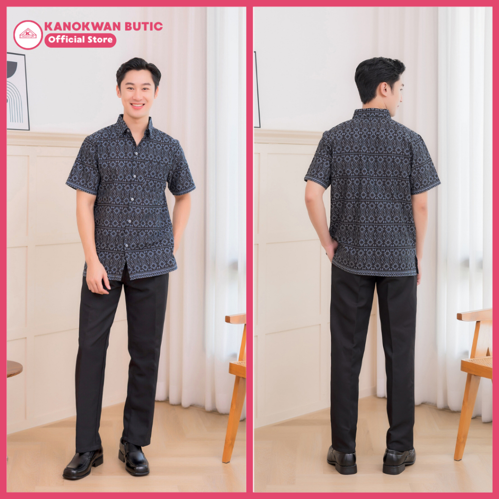 เสื้อเชิ้ตไทยลายขอ สีดำ โทนสุภาพ รุ่นMidnight - รูปที่ 5