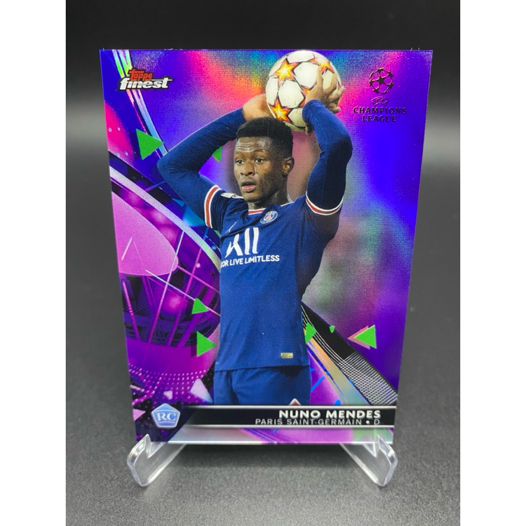 การ์ดฟุตบอล ⚽️ Nuno Mendes | 2021-22 Topps Finest UEFA Champions League – Purple Refractor RC 💜